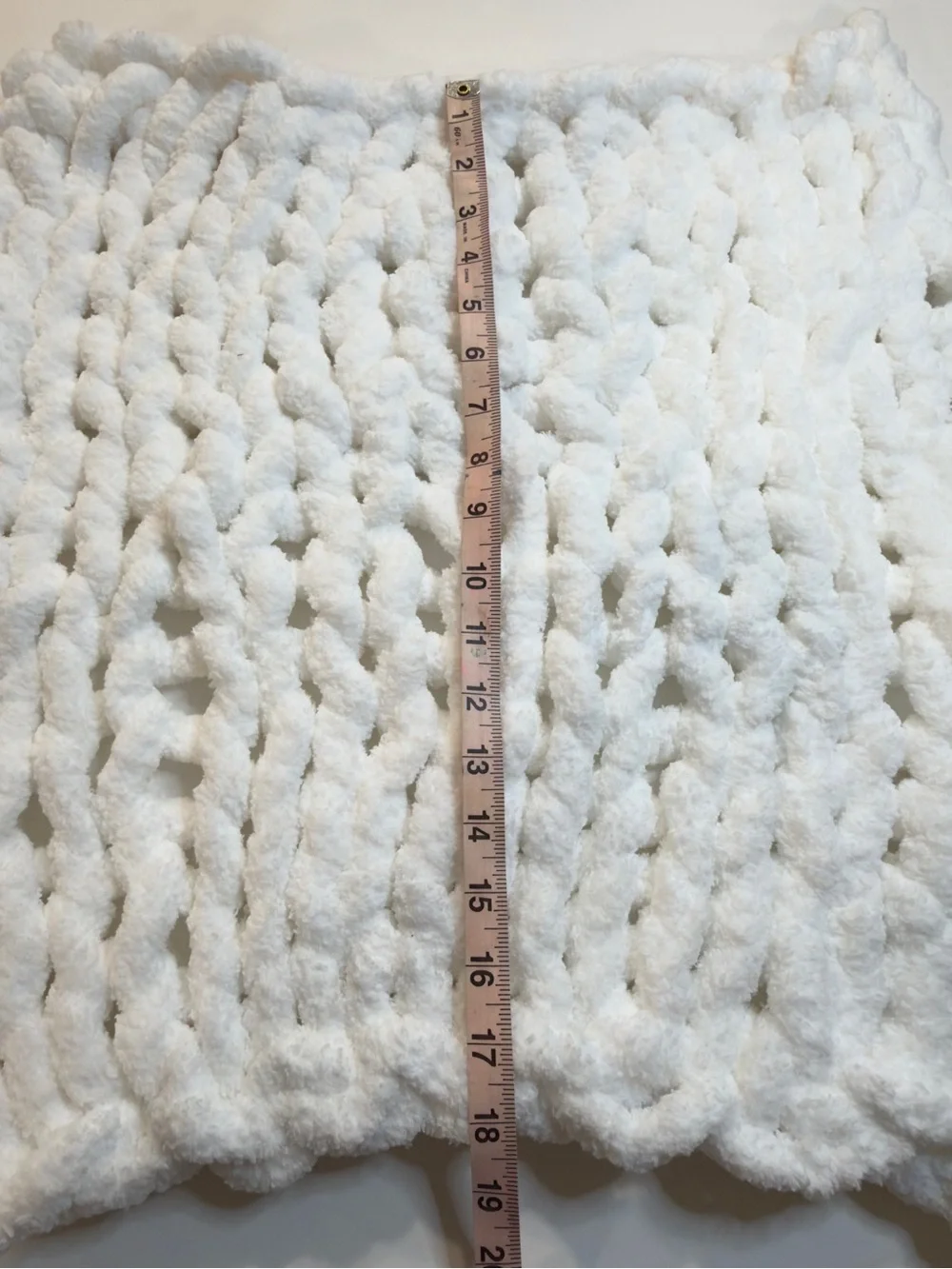 White Chunky Hand-knitted baby blanket - photo prop